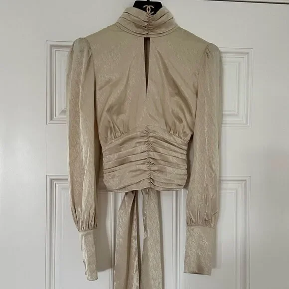 Wayf Cream High-Neck Blouse - Picture 2 of 4